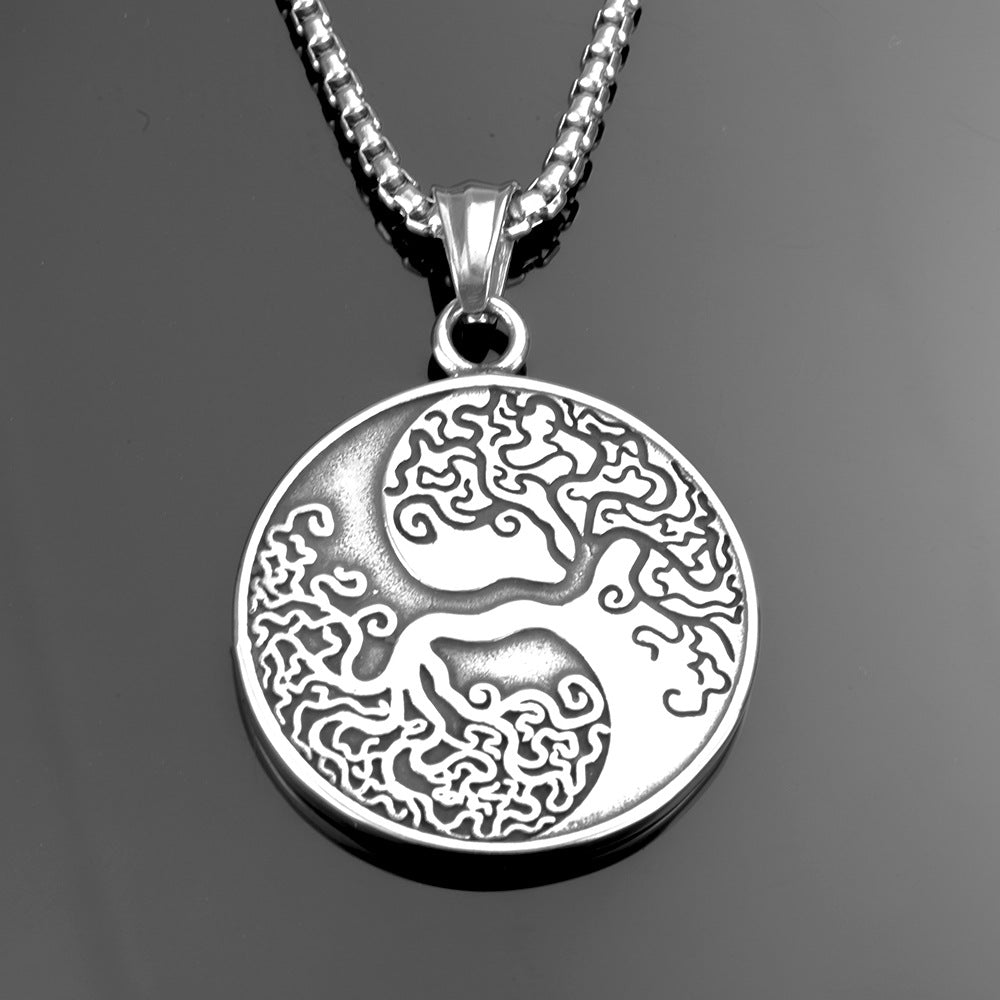 European And American Jewelry Stainless Steel Men's Pendant Necklace Retro Hip Hop Tree Of Life