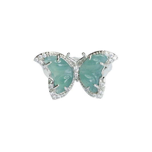 Blue Water Jadeite Butterfly Ring