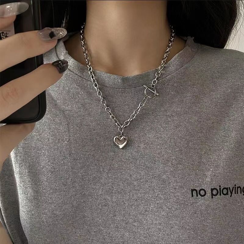 Planderful Jewelry Stainless Steel Necklace For Women Thick Chain Collarbone Hip Hop Style Niche Design