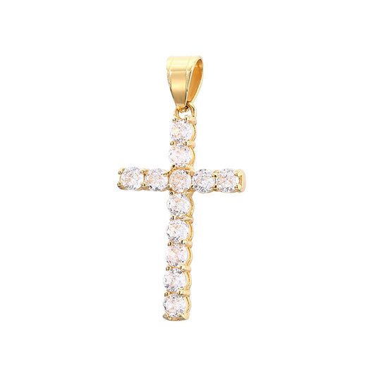 Planderful Zircon Cross Pendant for Men Stainless Steel