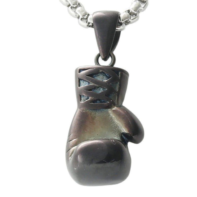 Personalized Titanium Steel Boxing Gloves Pendant Necklace for Men - Trendy Retro Design