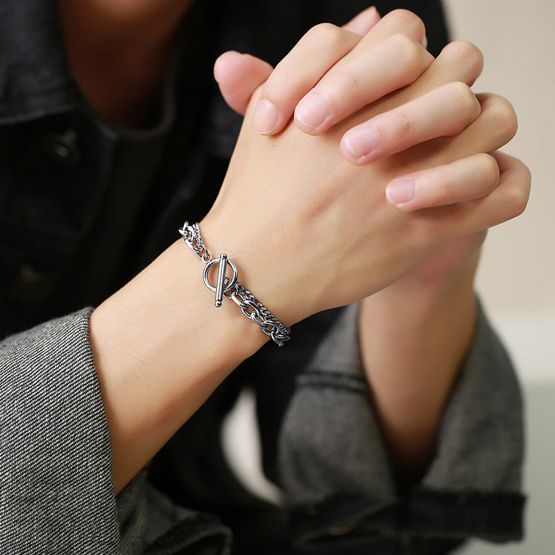 Stainless Steel Angle Chain Double-layer Bracelet for Men