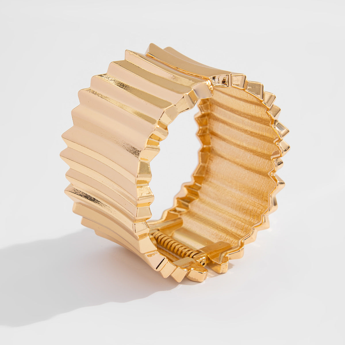Planderful Vienna Verve Bold Statement Wide Face Bracelet For Women Exaggerated Three Dimensional Striped Design