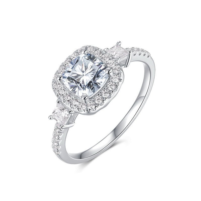 Planderful Classic Moissanite Sterling Silver Ring – 6 × 6 mm, 1 ct