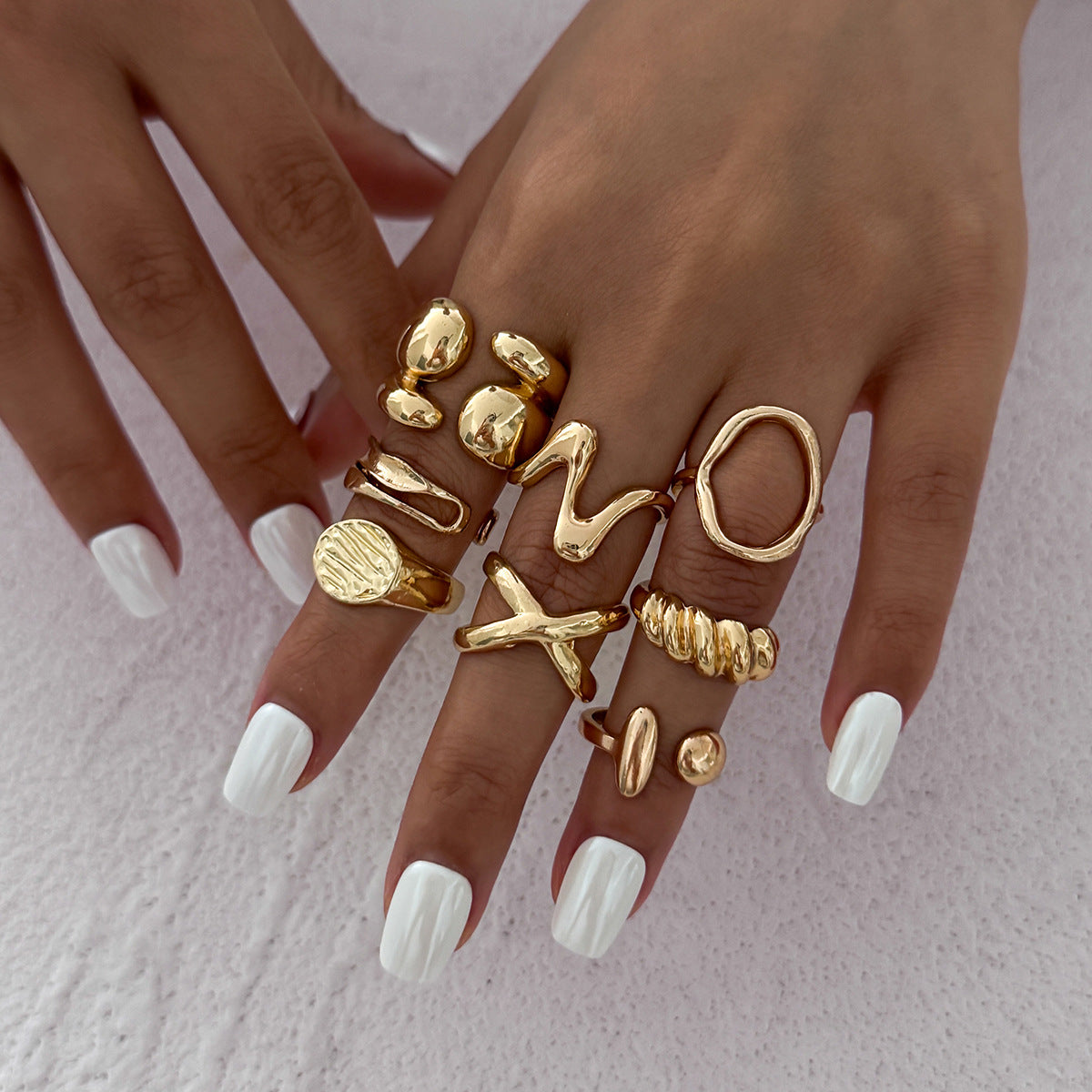Planderful Vienna Verve Geometric Ring With Liquid Joint Design For Women Modern Minimal Metal Jewelry