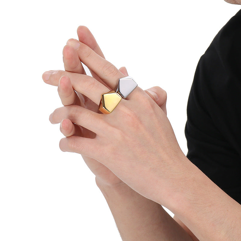 Planderful Geometric Pyramid Ring For Men Stainless Steel