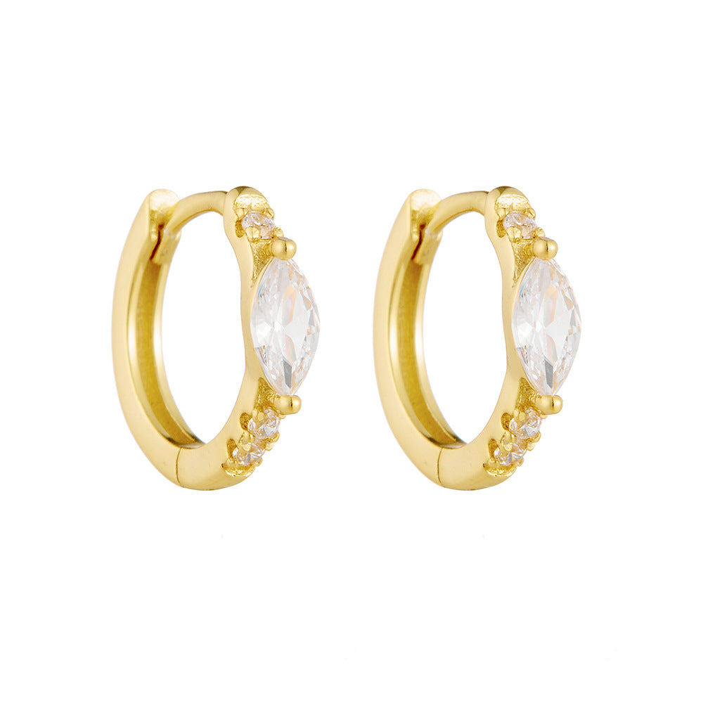 S925 Sterling Silver Luxury Zircon Ear Buckle Earrings