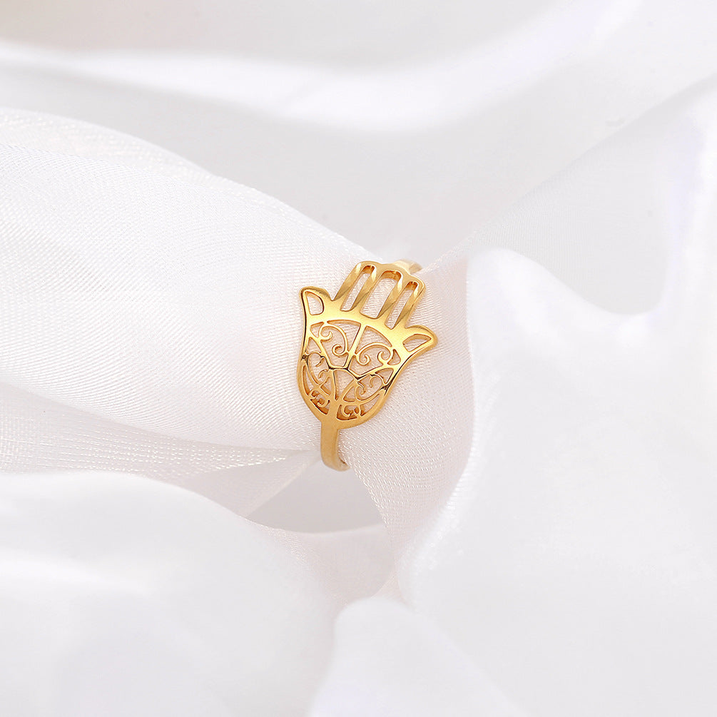 Amazon Source Fatima's Hand Titanium Steel Ring Jewelry