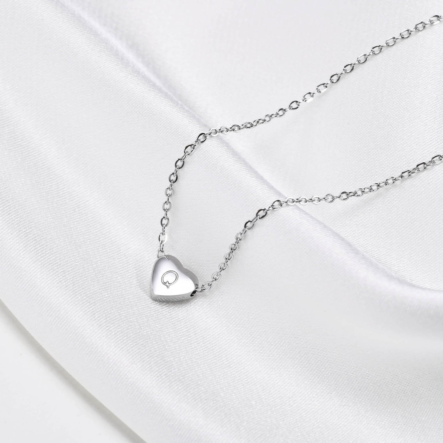 Stainless Steel Heart-Shaped Letter Necklace Love Charm 26 Letters