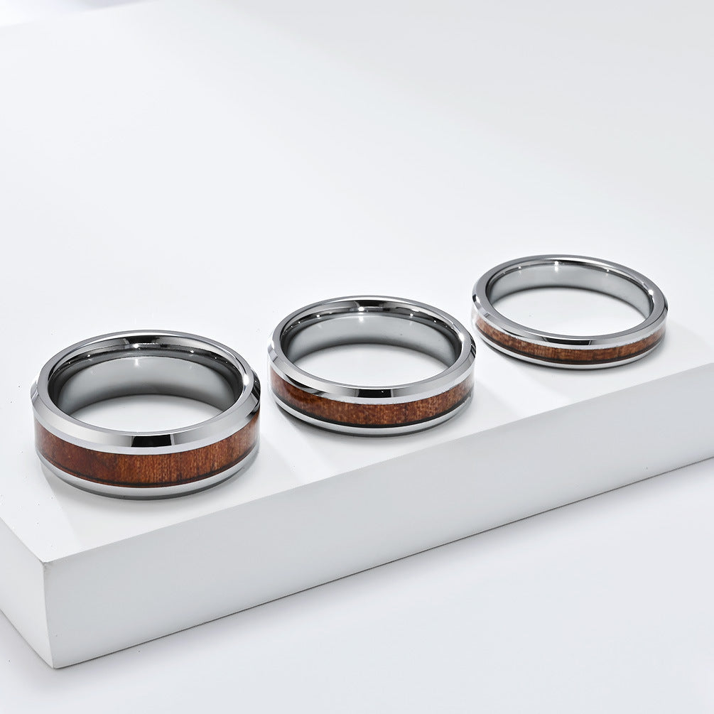 Planderful Everyday Genie Durable Tungsten Wood Grain Ring Unisex Luxury Jewelry For Men Women