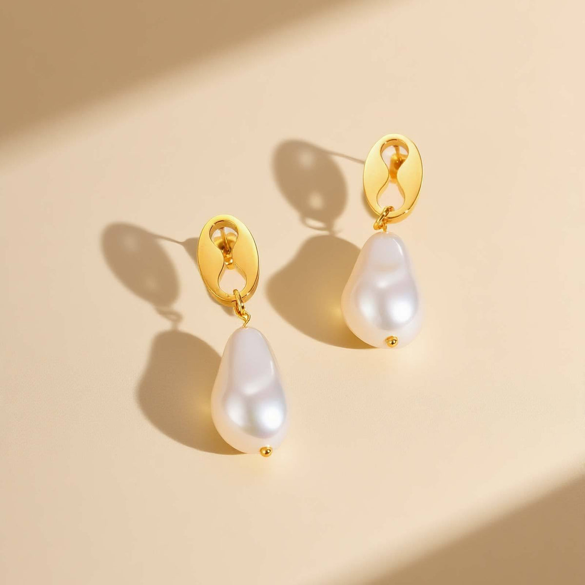 Gold-Tone Infinity Baroque Pearl Drop Earrings
