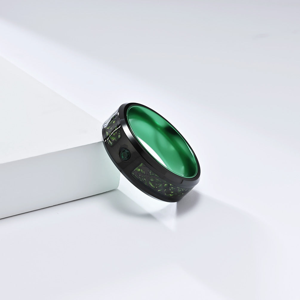 Planderful Bold Two Tone Stainless Steel Inlaid Alumina Ring For Men Everyday Genie Collection