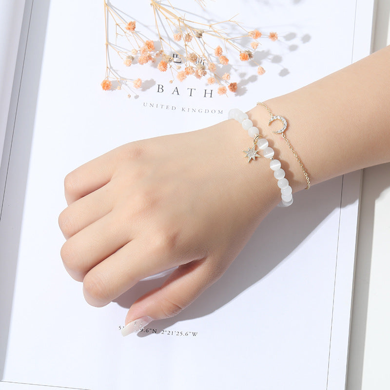 Fortune's Favor Sterling Silver Opal Bracelet with Minimalist Korean Design for Female Students