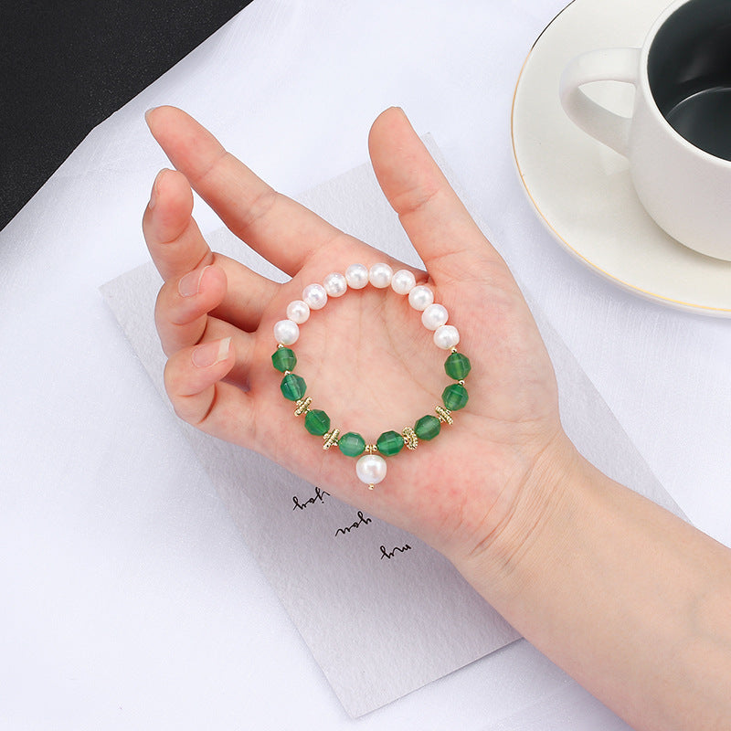 Fortune's Favor Natural Crystal and Pearl Sterling Silver Bracelet