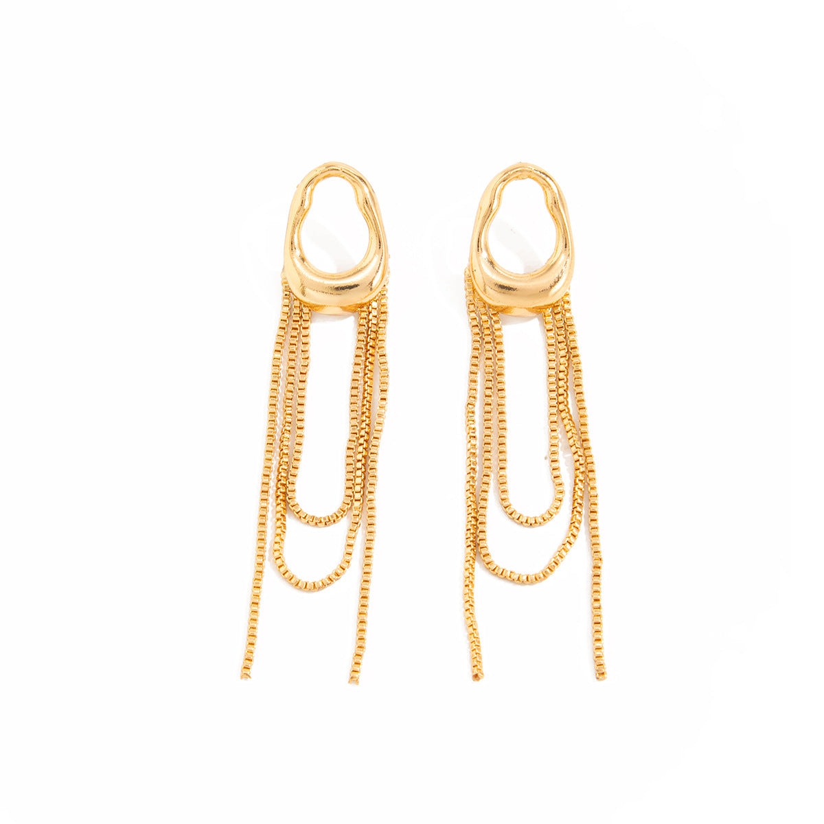 Planderful Vienna Verve Fringed Chain Earrings Irregular Pleated Geometric Statement Jewelry For Fashion Forward Women