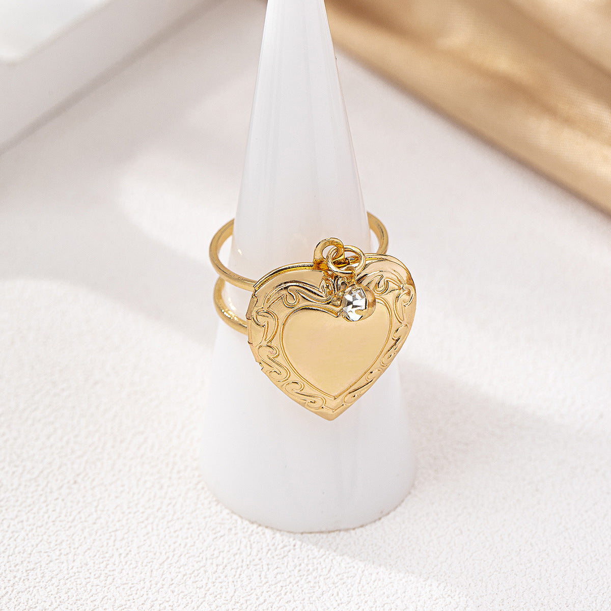 Zircon Love Flip Photo Box Ring for Women by Planderful