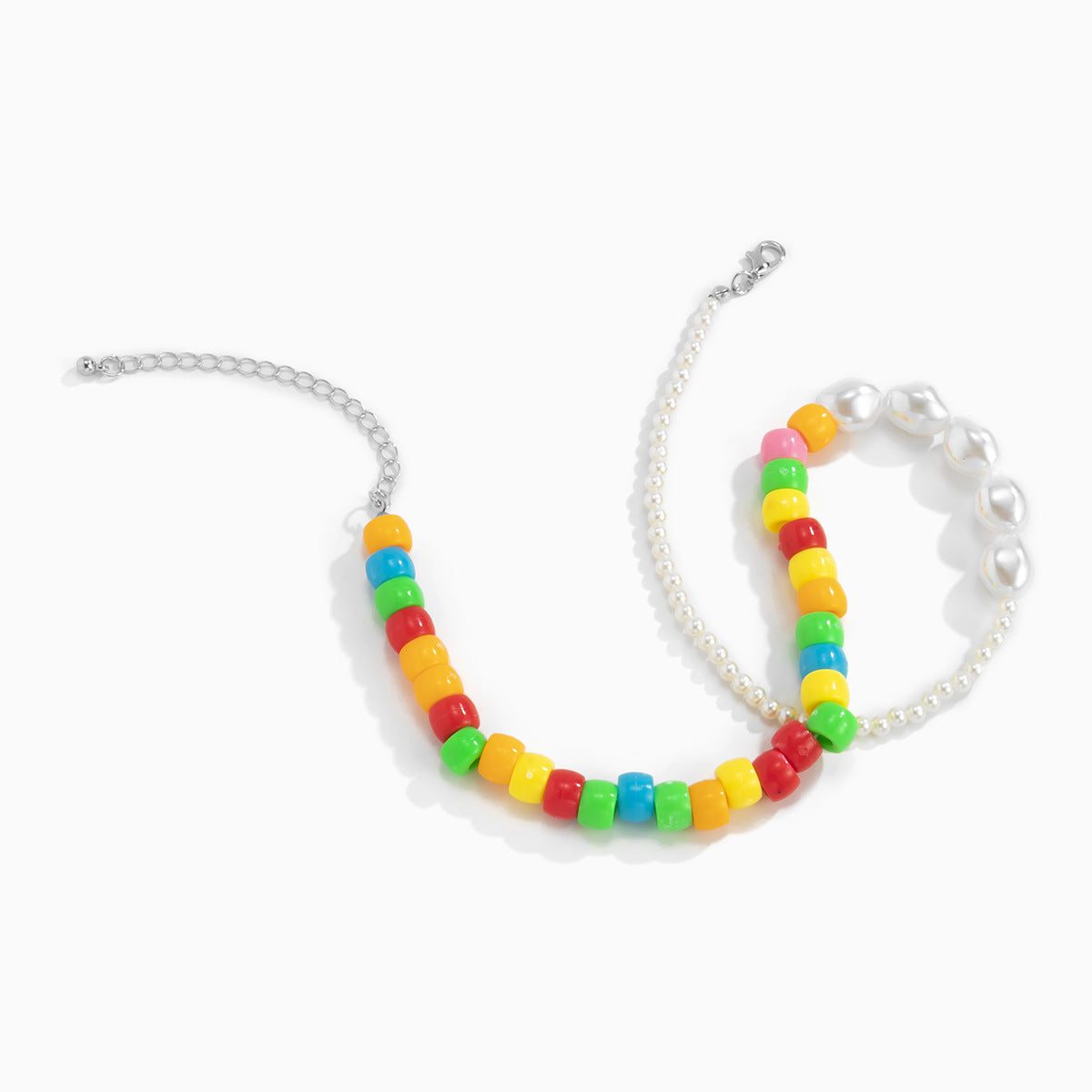 Imitation Pearl Collarbone Necklace By Planderful Color Beaded Asymmetrical Pastoral Design Statement For Women