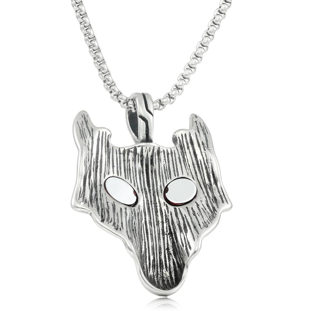 European And American Stainless Steel Wolf Eye Pendant Men's Necklace