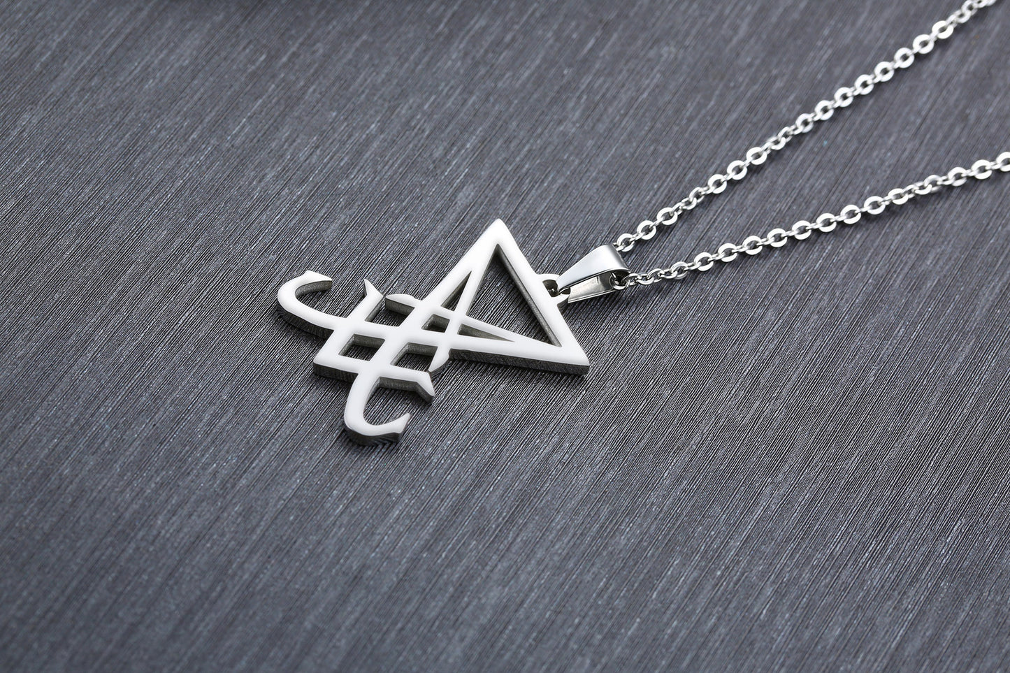 Titanium Steel Lucifer Seal Pendant for Men, Black Jewelry