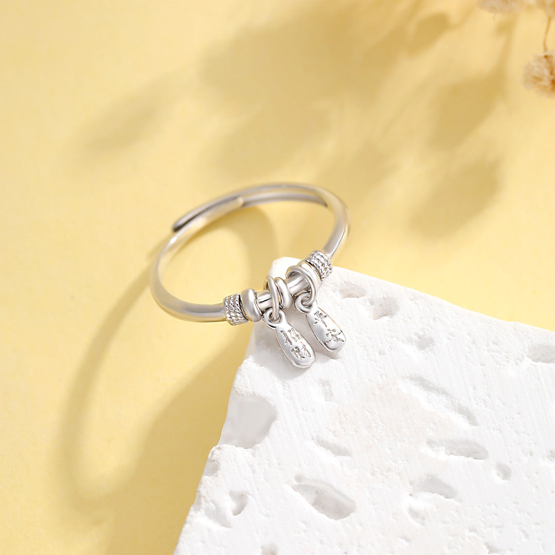 Planderful Safe and Fortune S925 Sterling Silver Ring for Women Adjustable Opening with National Style