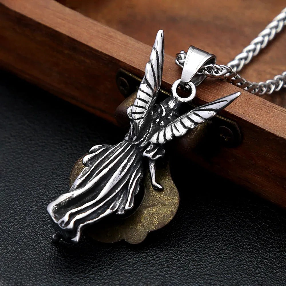 Punk Angel Wing Stainless Steel Pendant Necklace