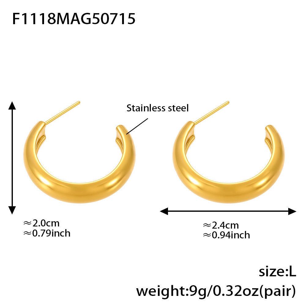 Planderful 18K Gold Plated C Shaped Color Earrings For Women