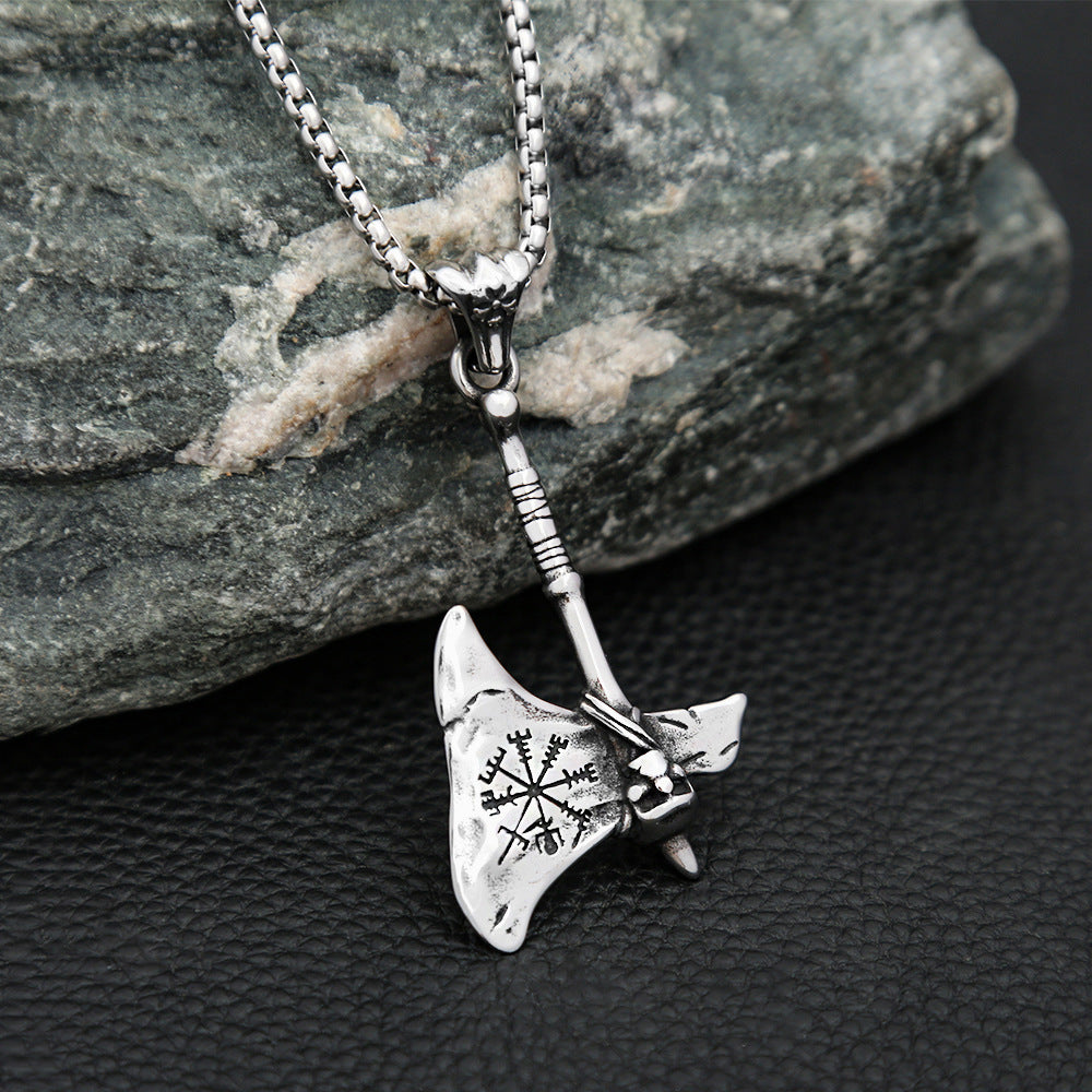 European And American Titanium Steel Viking Skull Pendant Necklace For Men