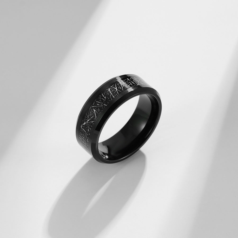 Black Tungsten Steel Inlaid Silk Ring Wholesale for Men