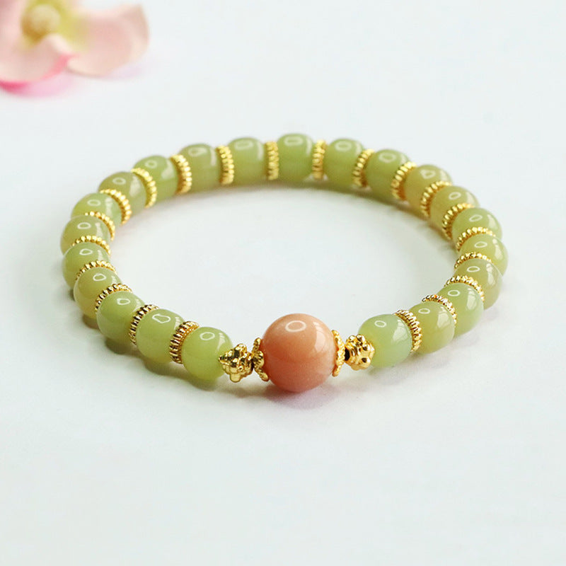 Hetian Jade & Moonstone Bead Bracelet