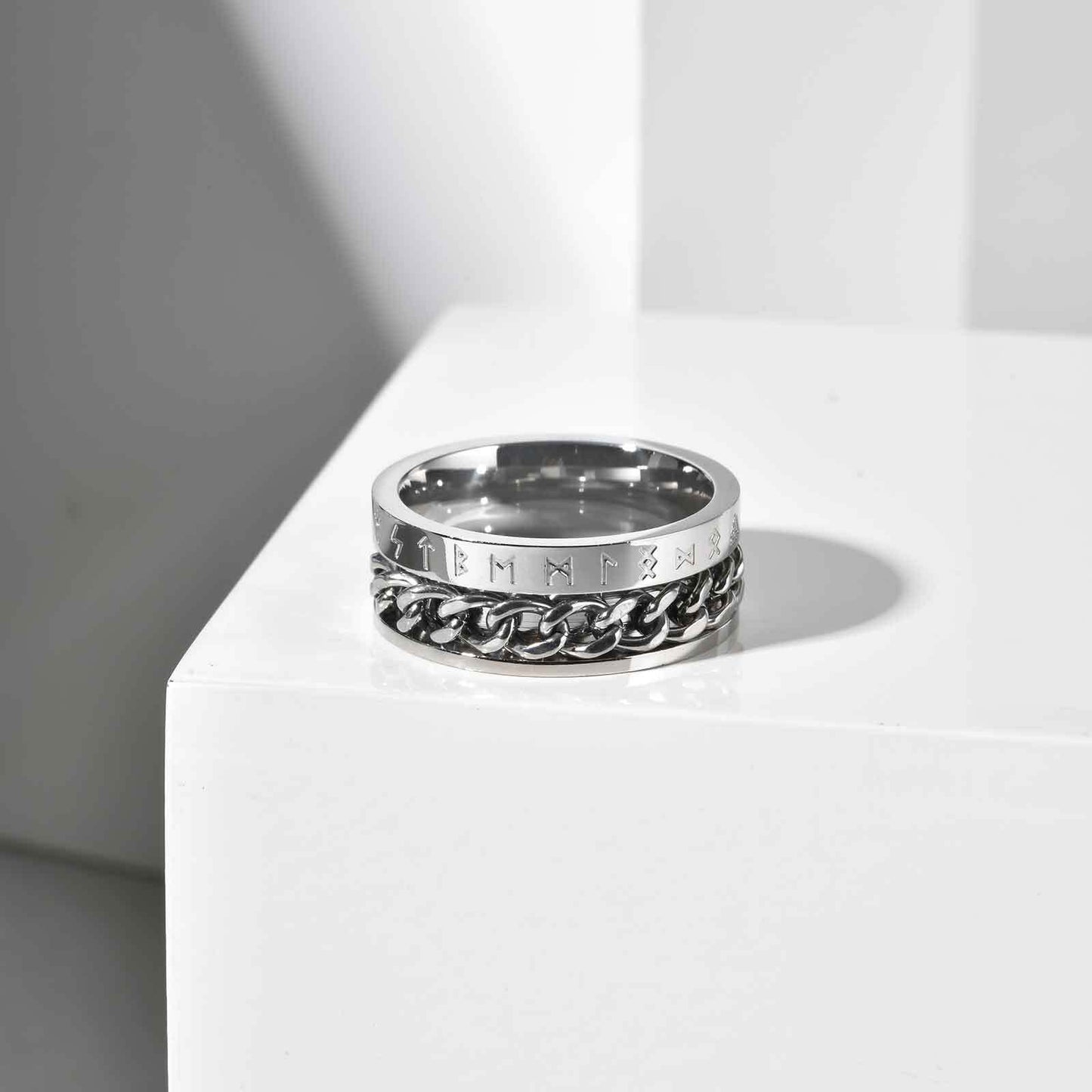 Viking Chain Rotatable Stainless Steel Ring Gold For Men