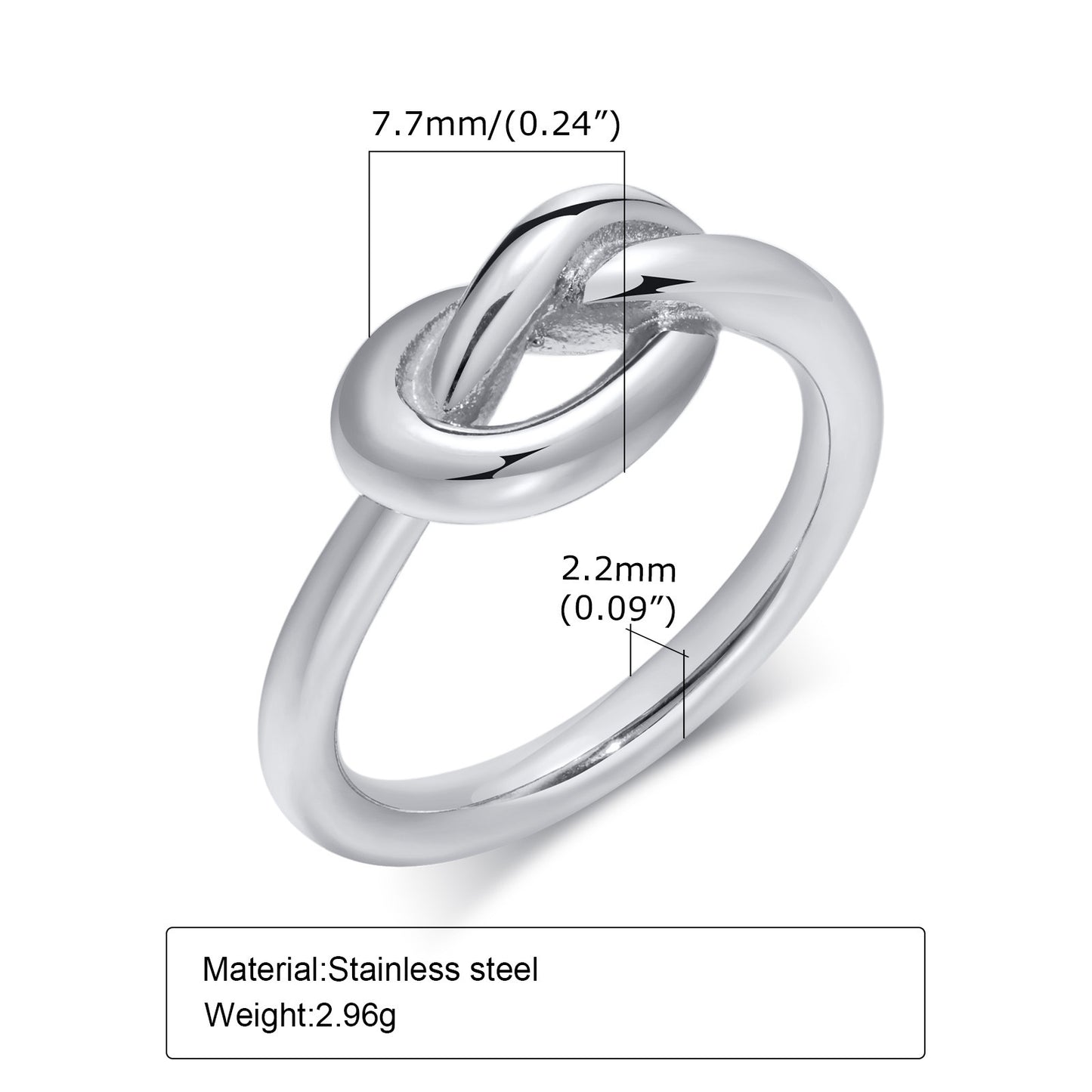Titanium Steel Ring Stainless Steel Knotted Ring for Women