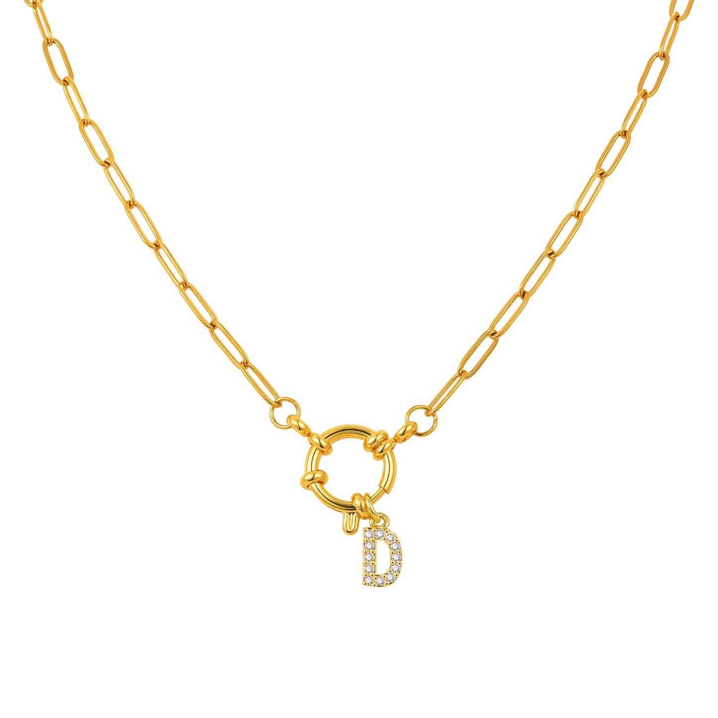 Name Letter Stainless Steel Small Square Chain Bubble Buckle Copper 26 Letter Necklace