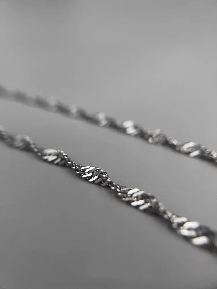 Planderful Jewelry Water Wave Chain Necklace in Titanium Steel for Men Timeless Collarbone Style