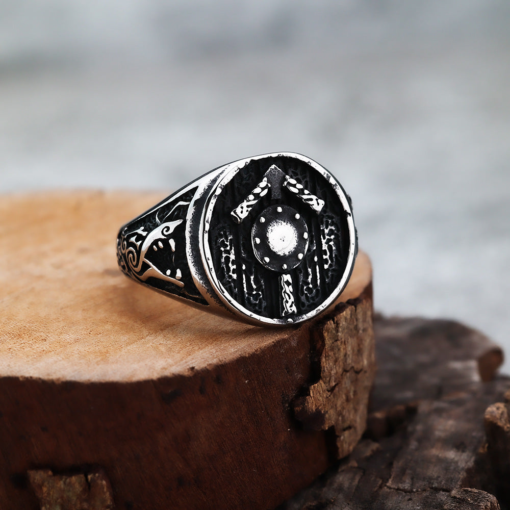 Amazon New Viking Ring Jewelry War Shield Trend for Men