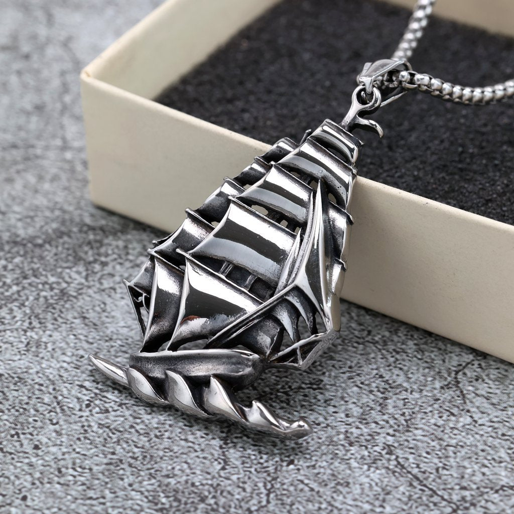 Durable Stainless Steel Sailing Pendant Necklace Unisex Retro Planderful Norse Legacy Collection