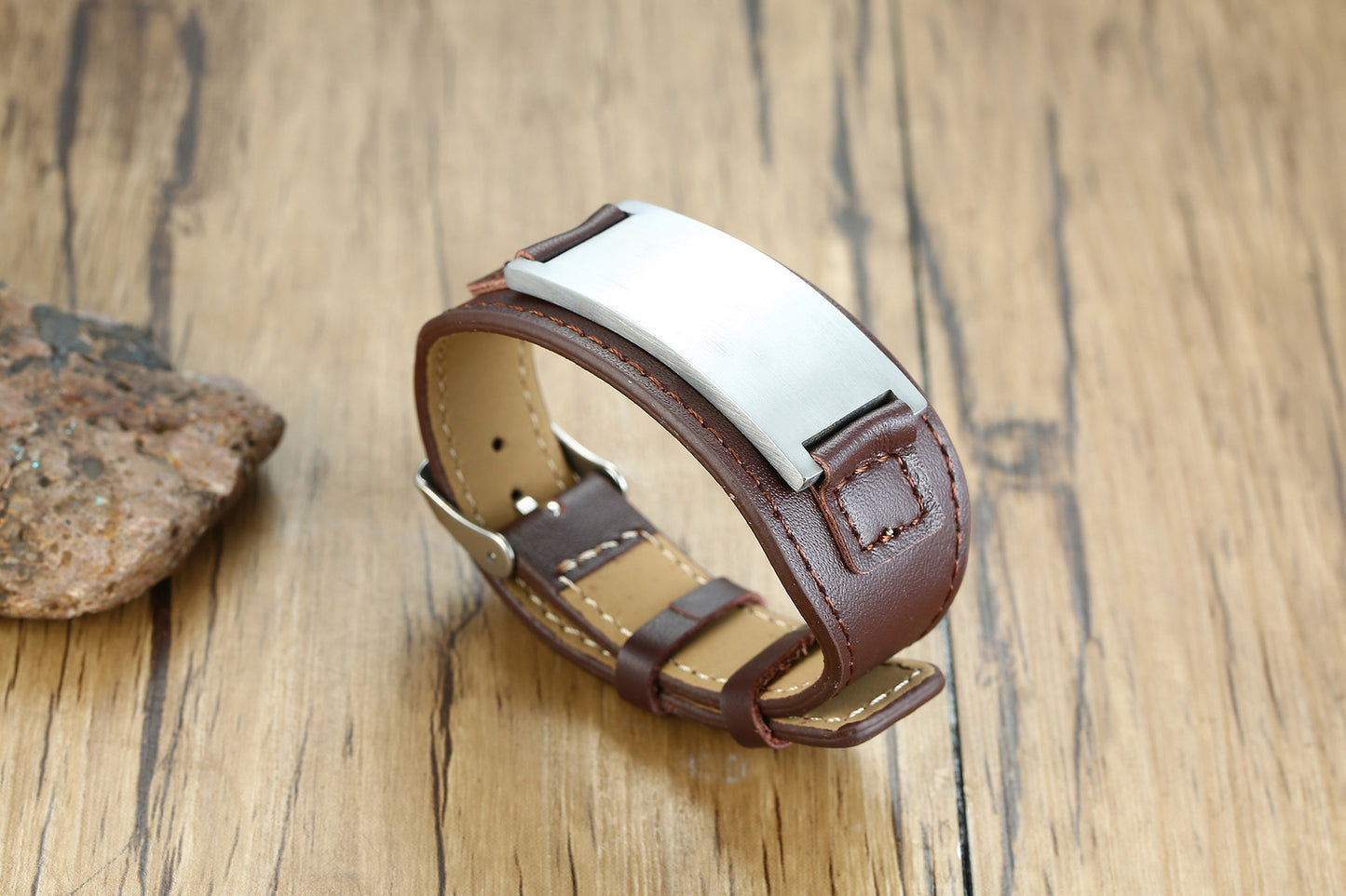 Titanium Steel Jewelry Adjustable Men's Leather Bracelet