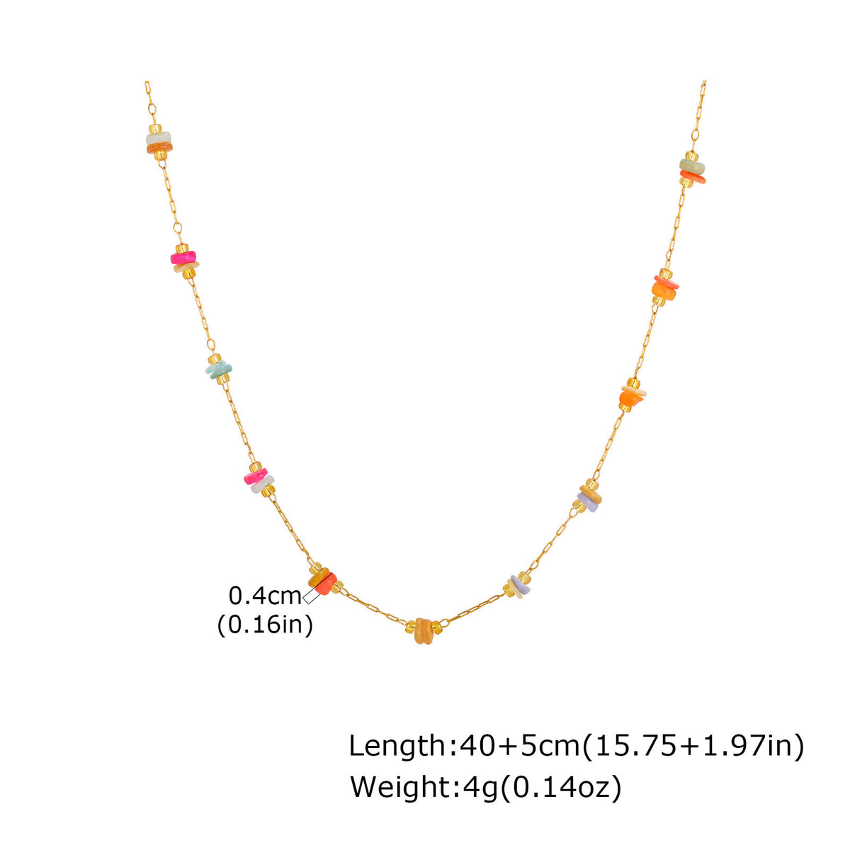 Stainless Steel Summer Seaside Vacation Wind Small Fresh Ocean Wind Colored Stone Necklace