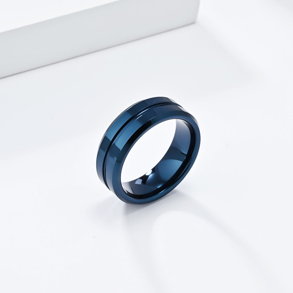Simple Mirror 8mm Tungsten Steel Ring Men's Luxury Jewelry