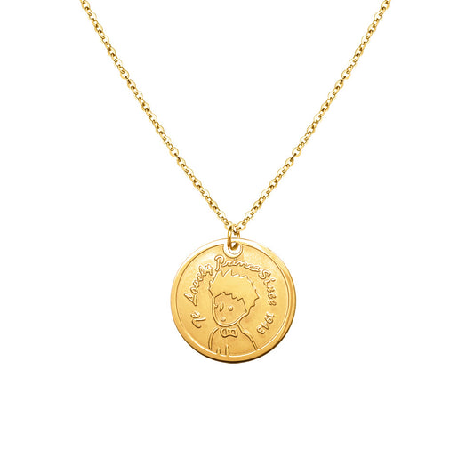 Regal Golden Prince Pendant Necklace with Retro Charm