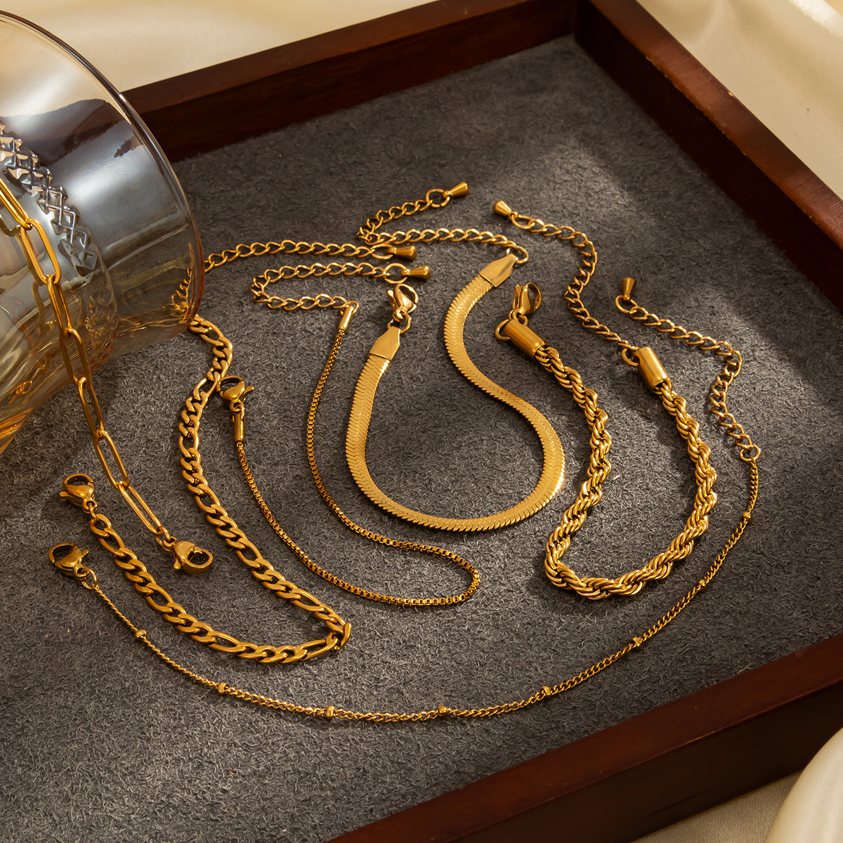 Planderful Vienna Verve Stainless Steel Snake Chain Bracelet With Zircon Beads For Women Elegant Statement