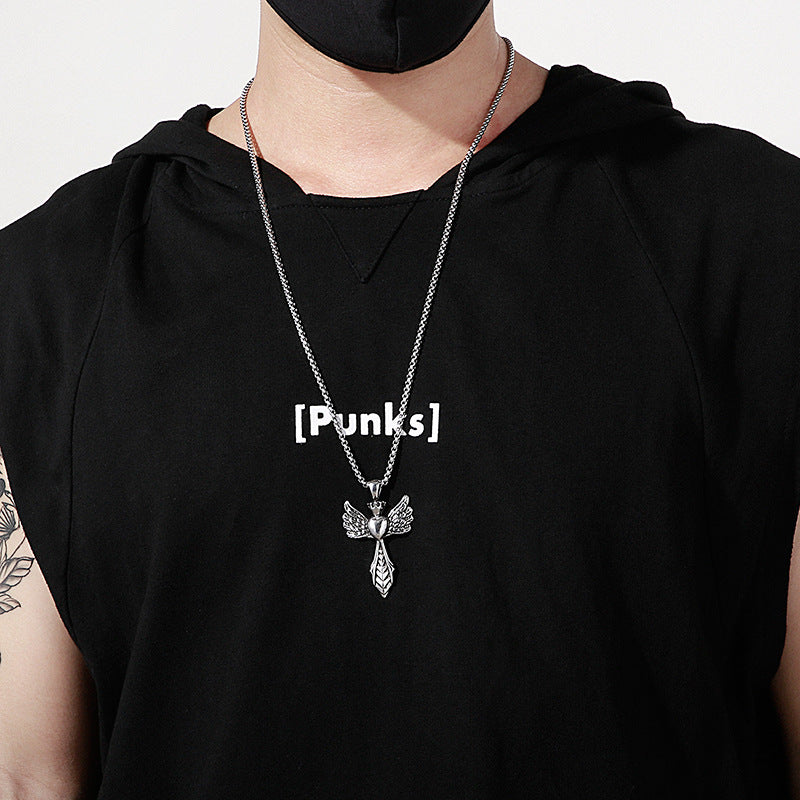 Angel Wings Stainless Steel Men's Pendant - Unique European and American Fashion Jewelry