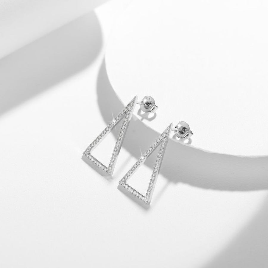 Planderful Moissanite Hollow Triangular Drop Earrings S925 Silver Sparkling For Modern Women