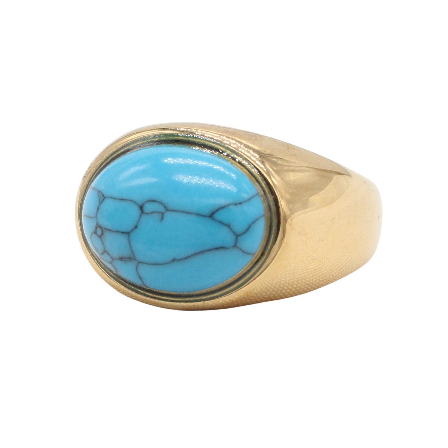 Planderful Titanium Steel Ring For Unisex Oval Stone Design Durable Everyday Wear For Men Women
