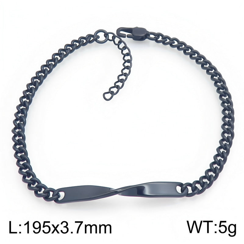 Mobius Twist Nameplate Layered Cuban Chain Titanium Steel Bracelet Stainless Steel