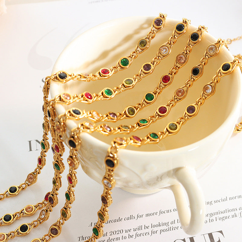 Trendy Copper Jewelry Set with Vibrant Zircon Accents