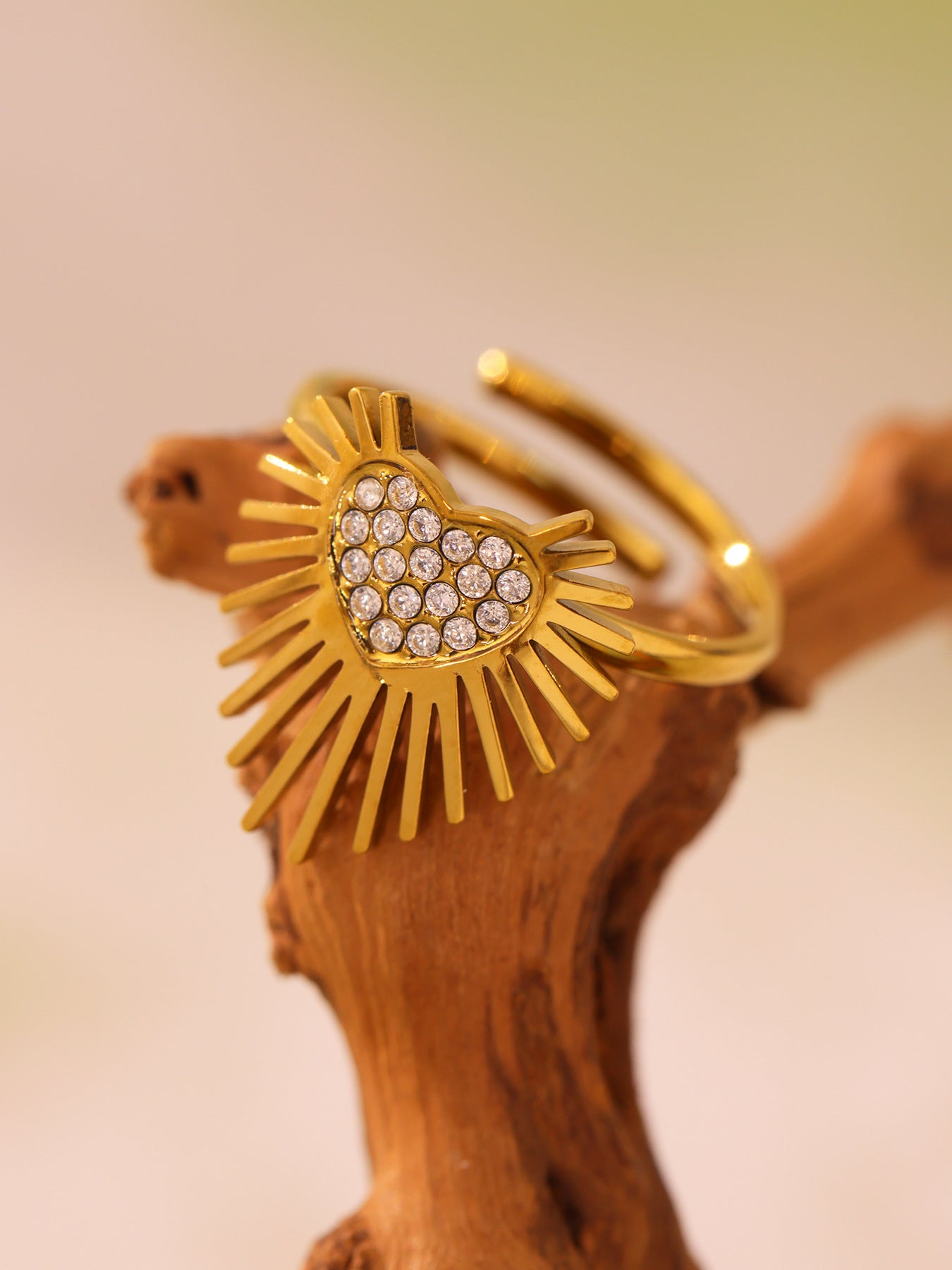 Planderful Open Zircon Wing Ring Size 7 For Women Stainless