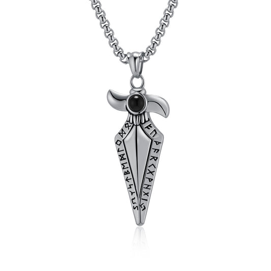 Planderful Viking Spearhead Pendant Titanium Steel Necklace For Men Norse Legacy