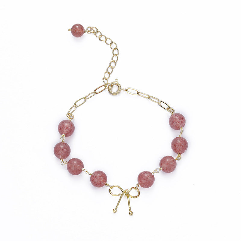 Fortune's Favor Strawberry Crystal Bow Bracelet