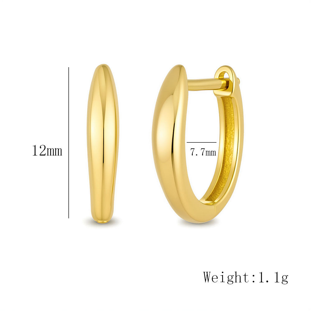 French S925 Sterling Silver Classic U-Shaped Plain Ring Earrings And Versatile Ear Buckle