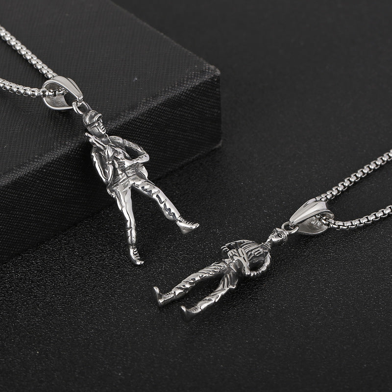 Titanium Steel Soldier Basketball Pendant for Men - Vintage Style Statement Piece